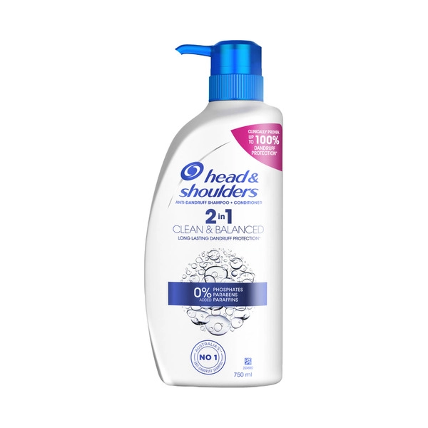 Head & Shoulders Clean & Balanced 2 In 1 Anti-Dandruff Shampoo & Conditioner 750mL