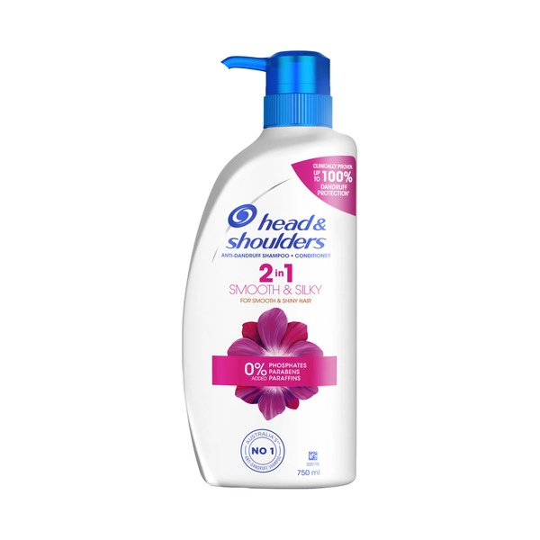 Head & Shoulders Smooth & Silky 2 In 1 Anti-Dandruff Shampoo & Conditioner 750mL