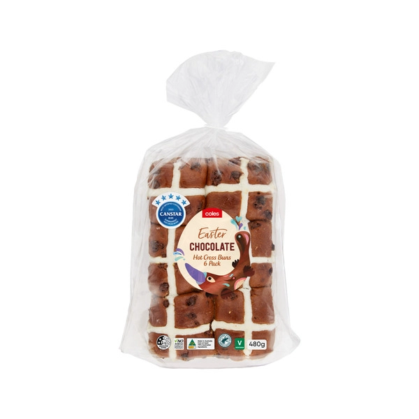 Coles Hot Cross Buns Chocolate 6 pack