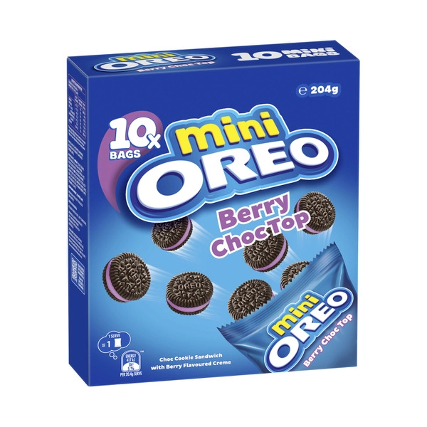 Oreo Mini Berry Choc Top Cookies 10 Pack 204g