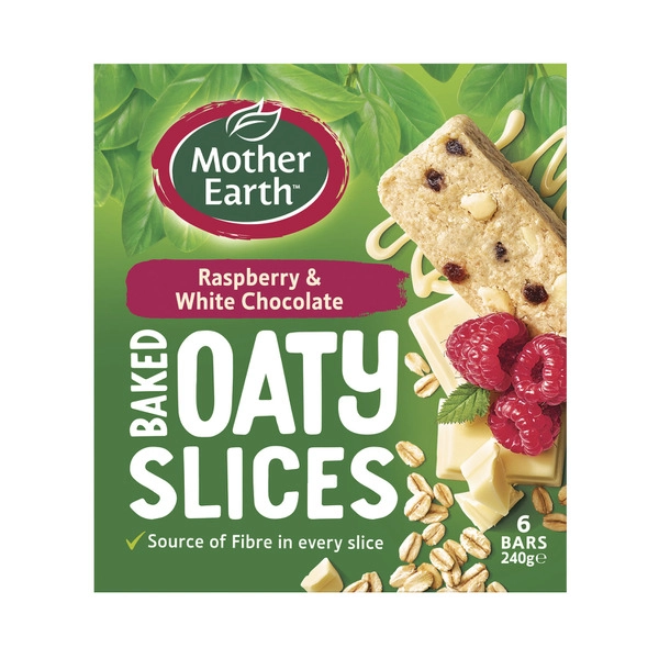 Mother Earth Raspberry & White Chocolate Baked Oaty Slice 240g