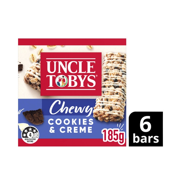 Uncle Tobys Muesli Bar UNCLE TOBYS MUESLI BAR COOKIES & CREME 185G 