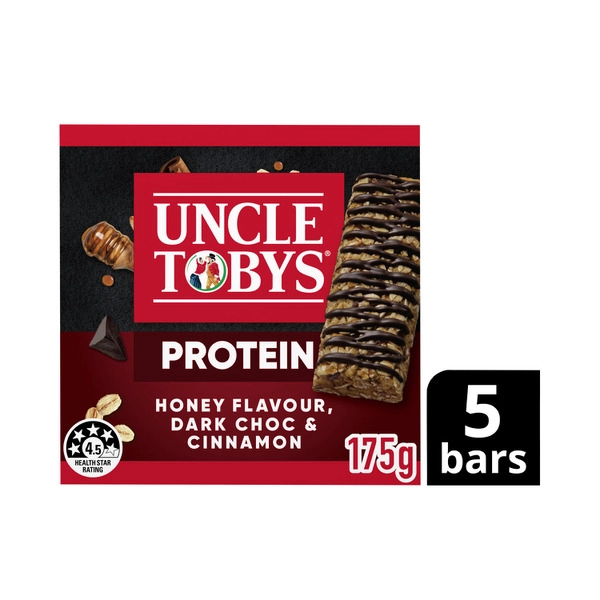 Uncle Tobys Protein Bars Honey Dark Choc And Cinnamon 175g