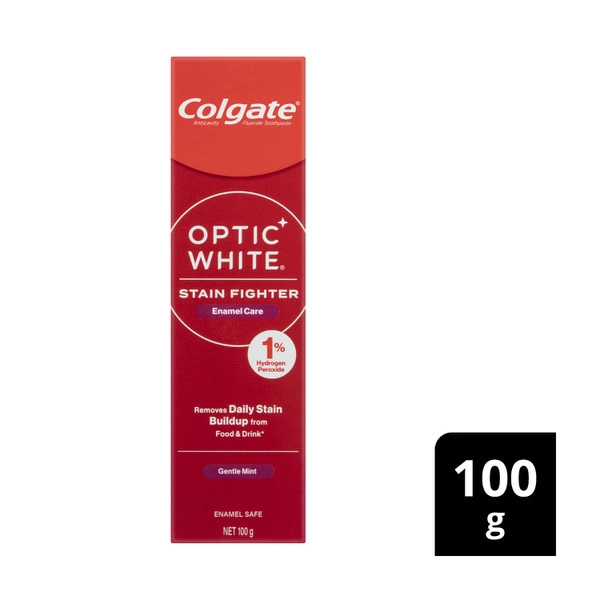 Colgate Optic White Stain Fighter Enamel Care Teeth Whitening Toothpaste 1% Hydrogen Peroxide 100g