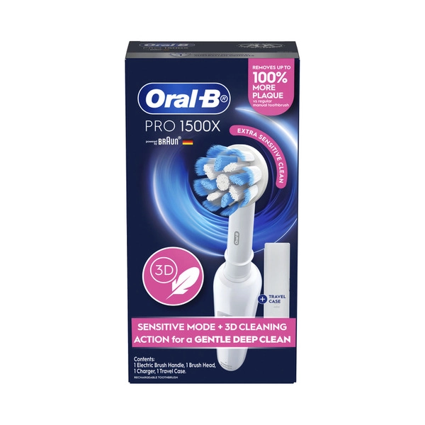 Oral B Pro 1500x Sensitive Clean Electric Toothbrush White 1 Pack