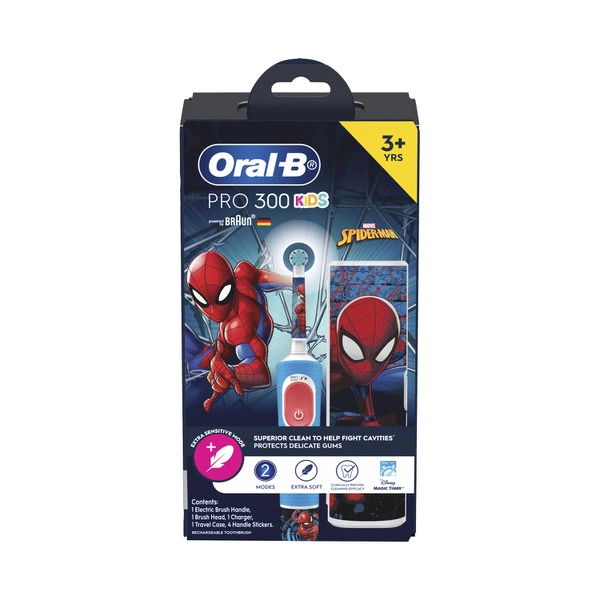 Oral B Pro 300 Kids Electric Toothbrush Frozen Or Spiderman 1 pack