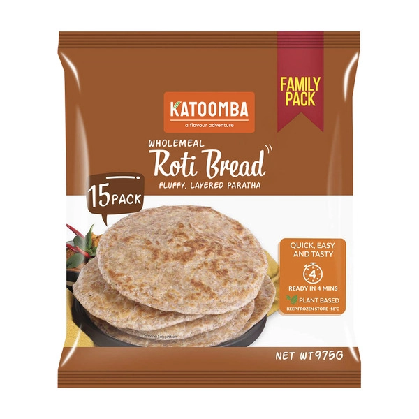 Katoomba Wholemeal Roti Bread 15 Pack 975g