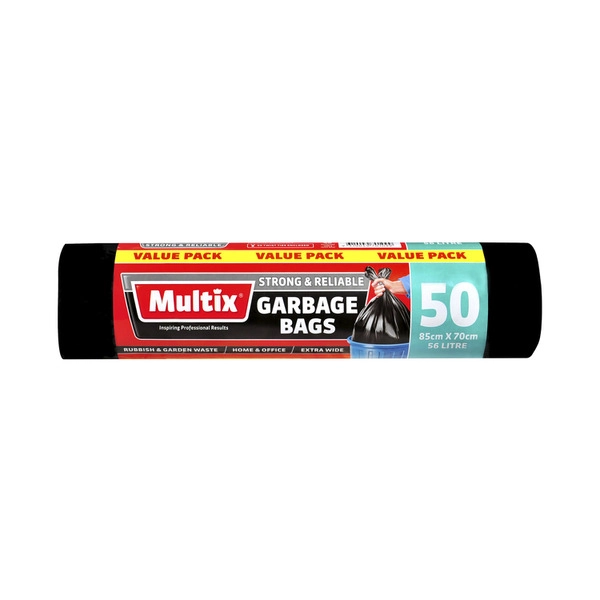 Multix Extra Wide Garbage Bags 85cm x 70cm 56L 50 pack