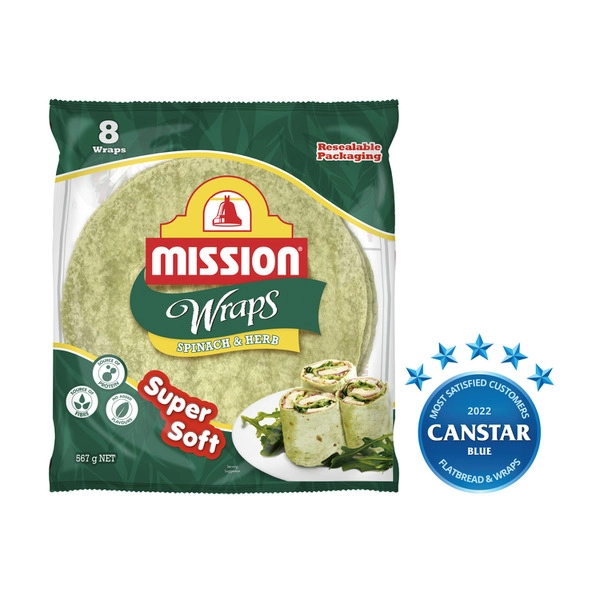 Mission 8pk MISSION WRAPS SPINACH & HERB 8 PACK 