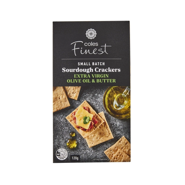 Coles Finest Sourdough Extra Virgin Olive Oil Butter Crackers 120g