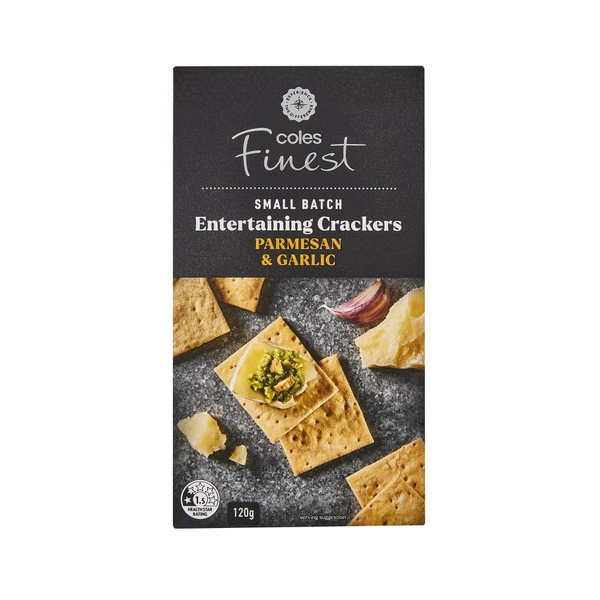 Coles Finest Crackers Parmesan & Garlic 120g