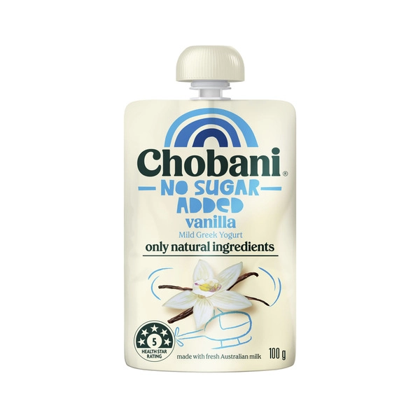 Chobani No Sugar Added Yogurt Pouch Vanilla 100g