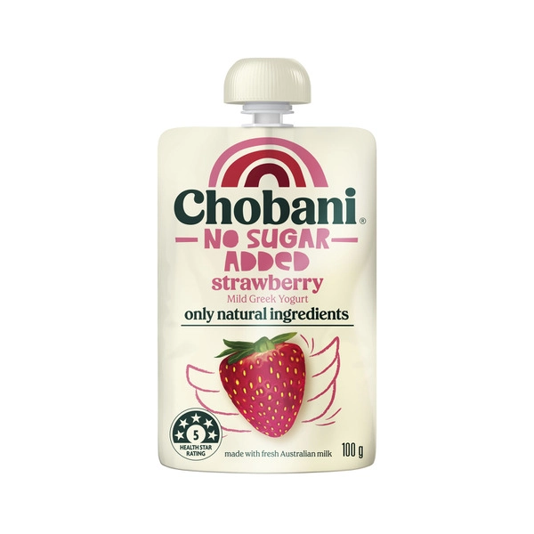 Chobani No Sugar Added Yogurt Pouch Strawberry 100g