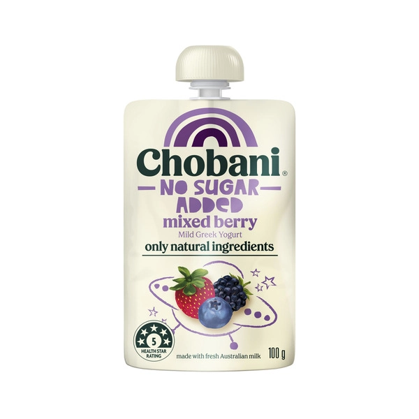 Chobani No Sugar Added Yogurt Pouch Mixed Berry 100g