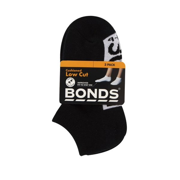 Bonds Kids Logo Low Cut  Socks Size 9-12 3 pack