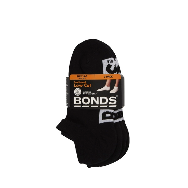 Bonds Kids Logo Low Cut 13-3 3 pack