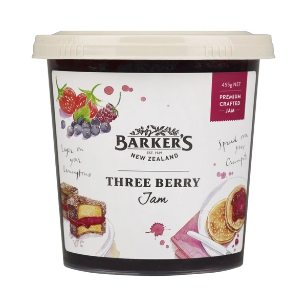 Barker's Three Berry Jam 455g