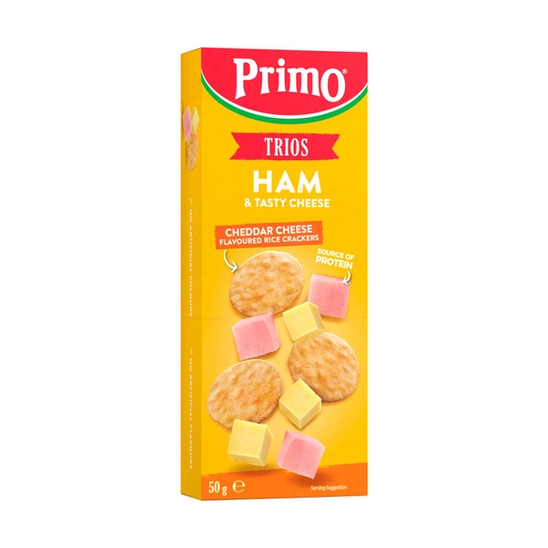 Primo Trios Ham Cheese & Cheddar Rice Crackers 50g