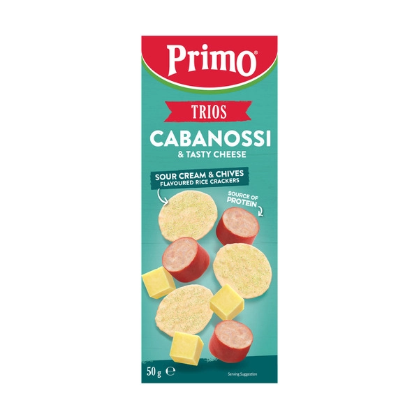 Primo Trios Cabanossi Cheese & Sour Cream Rice Crackers 50g