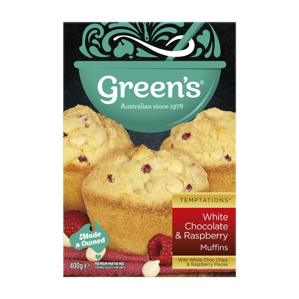 Greens Muffin Mix Raspberry White Chocolate 400g