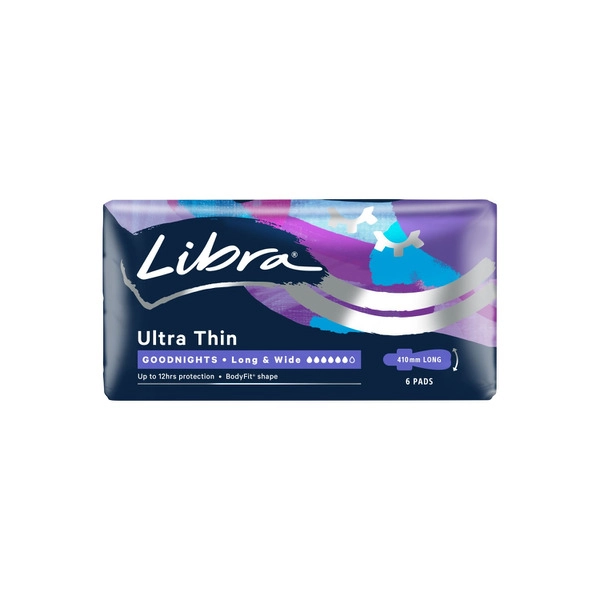 Libra Ultra Thin Pads Goodnights Long & Wide 6 pack