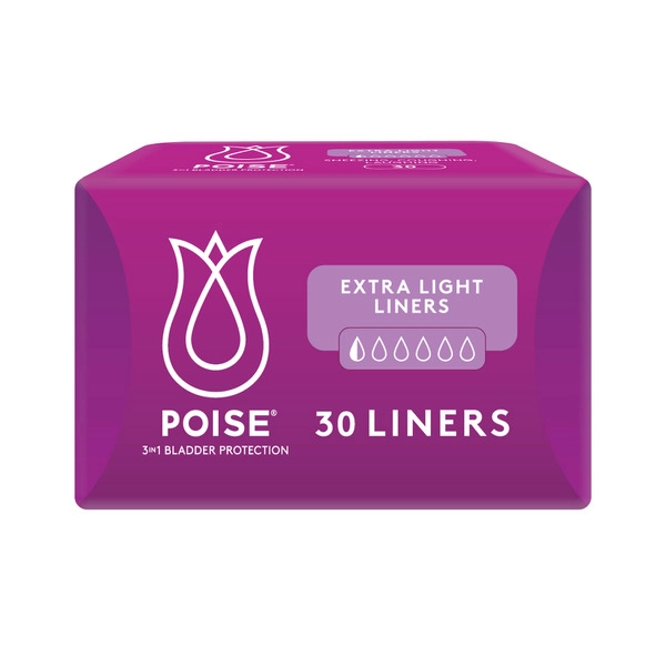 Poise Liners For Bladder Leaks Extra Light 30 pack