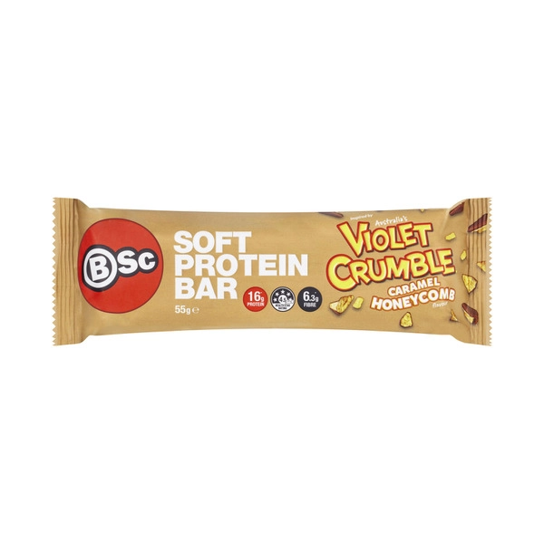 BSc Bodyscience Violet Crumble Soft Protein Bar Caramel Honeycomb 55g