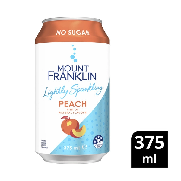 Mount Franklin Lightly Sparkling Peach Water 10X375Ml 10 pack