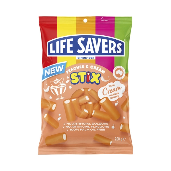 Life Savers Peaches And Cream Stix 200g