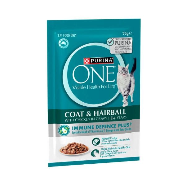 Purina One Adult Hairball Cat Food With Chicken Pouch 70g