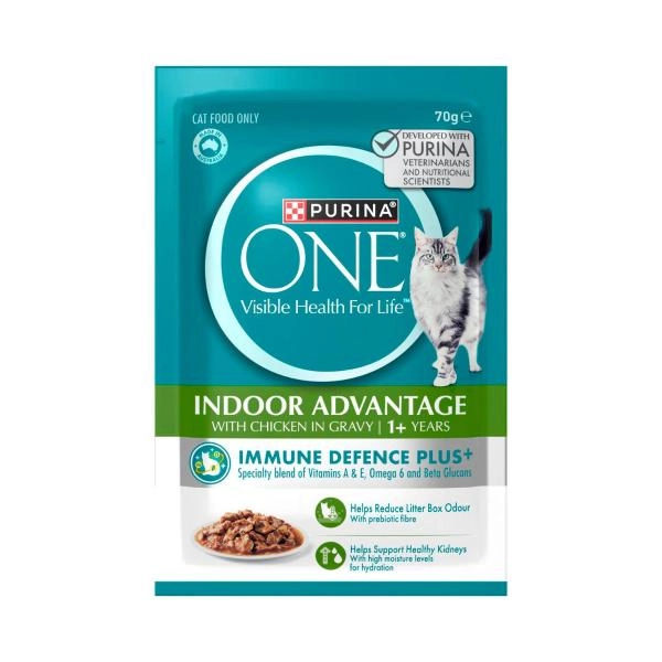 Purina One Adult Indoor Cat Food With Chicken Pouch 70g