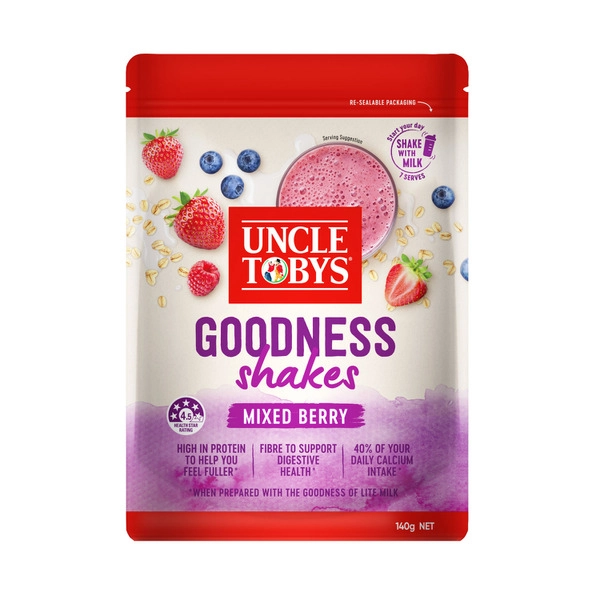 Uncle Tobys Goodness Shake Mixed Berry 140g