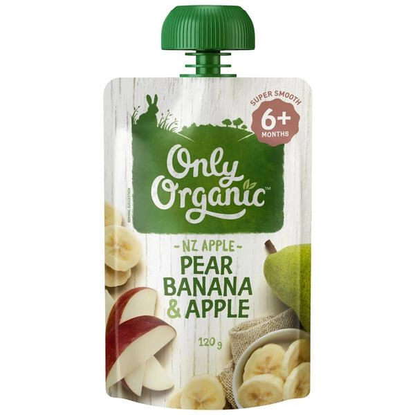 Only Organic 6 Months ONLY ORGANIC 6 MONTHS BABY FOOD PEAR BANANA APPLE 120 GRAM 