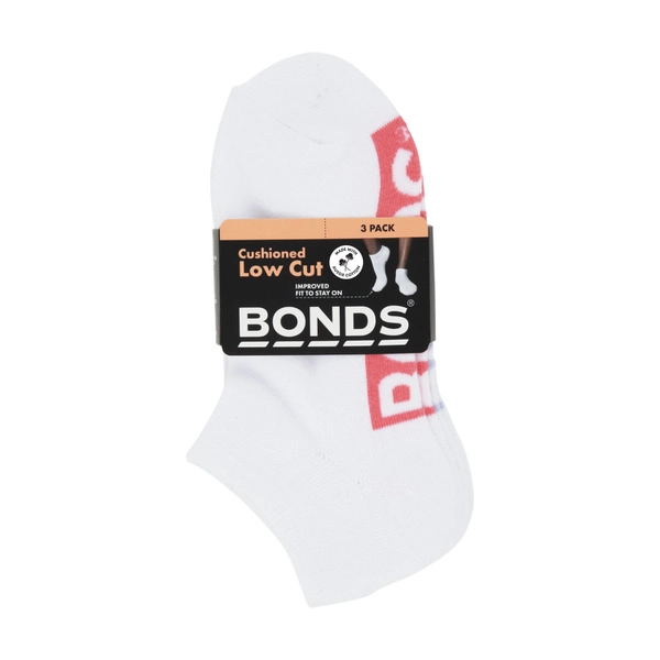 Bonds Womens Logo Low Cut Size 3-8 3 pack