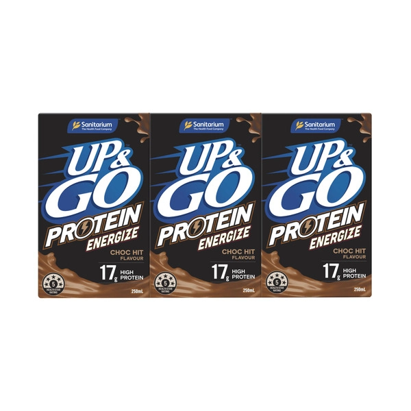 UP&GO Protein Energize Choc Hit 3 x 250ml 750mL