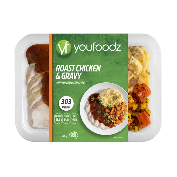 Youfoodz Roast Chicken & Gravy With Loaded Mash & Veg 350g