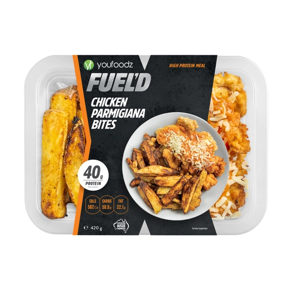 Youfoodz Fueld Chicken Parmigiana Bites With Chips And Veg 420g