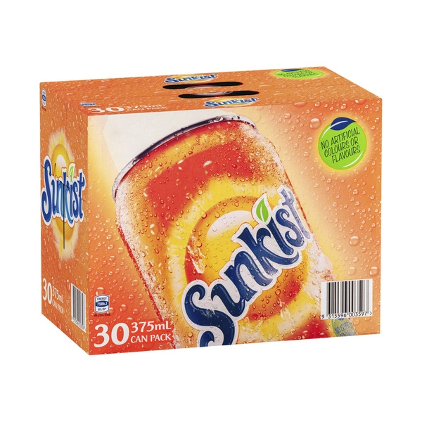 Sunkist Orange Soft Drink Cans Multipack 375mL x 30 Pack 30 pack