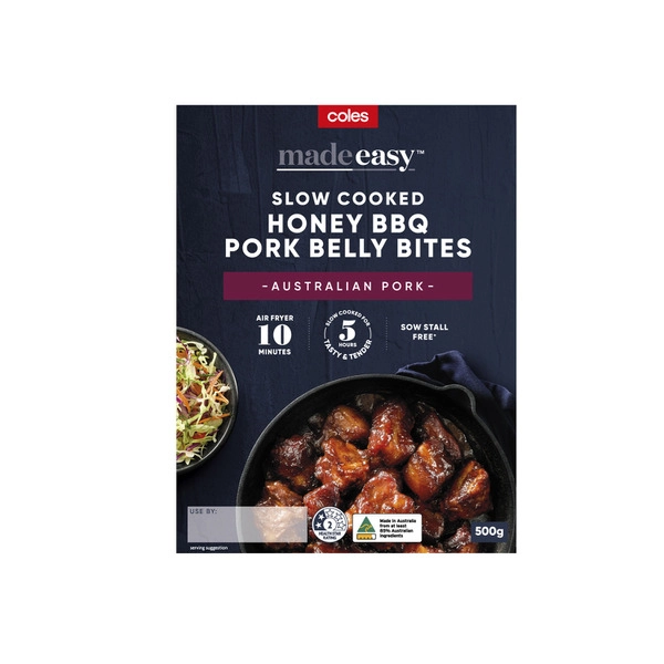 Coles Made Easy Slow Cooked Pork Belly Bites In BBQ Honey 500g