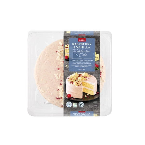 Coles Raspberry & Vanilla Celebration Cake 1.2kg