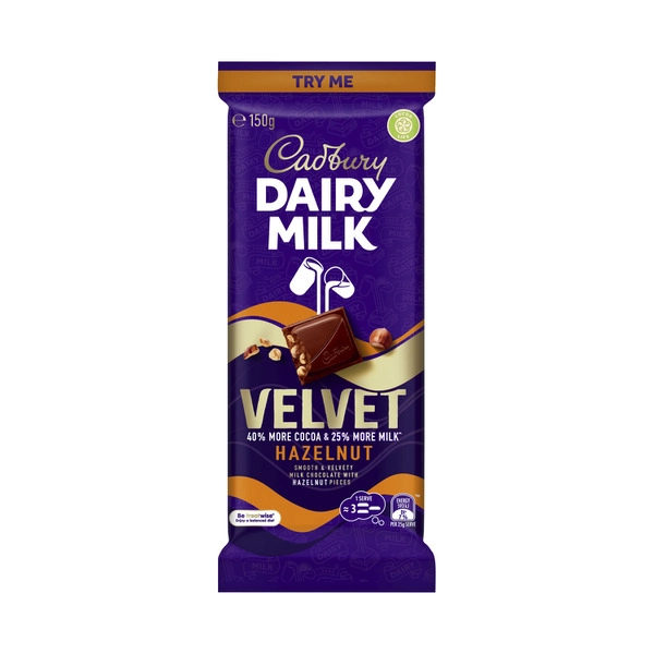 Cadbury Dairy Milk CADBURY DAIRY MILK VELVET HAZELNUT BLOCK CHOCOLATE 150G 