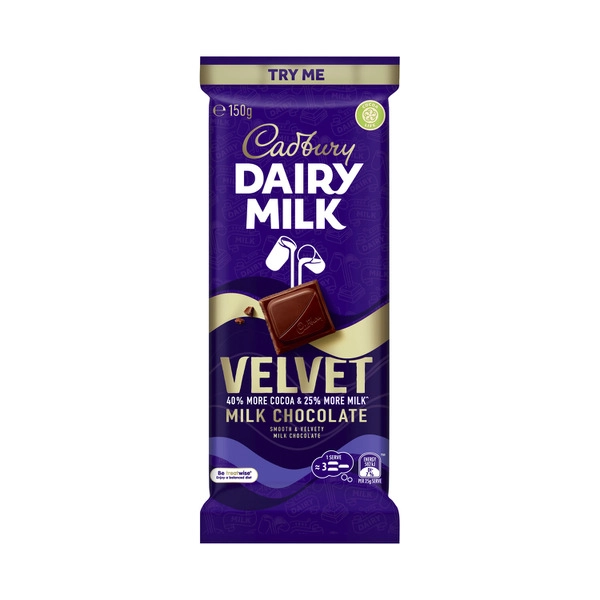 Cadbury Dairy Milk CADBURY DAIRY MILK VELVET BLOCK CHOCOLATE 150G 