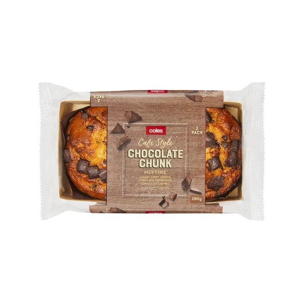 Coles Cafe Style Chocolate Chunk Muffin 2 pack 280g