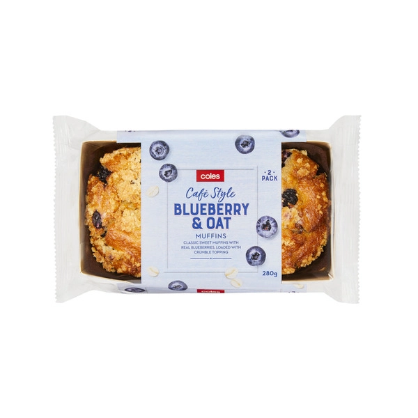 Coles Cafe Style Blueberry Oat Muffin 2 pack 280g