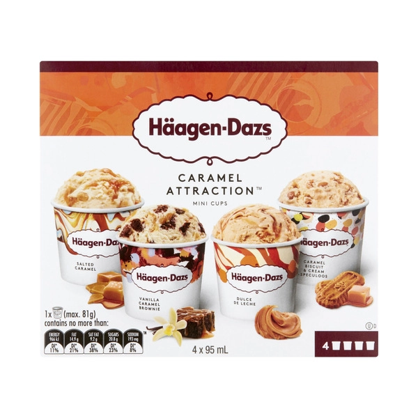 Haggen Daz Mini Cup Caramel Ice Cream 4 Pack 380mL