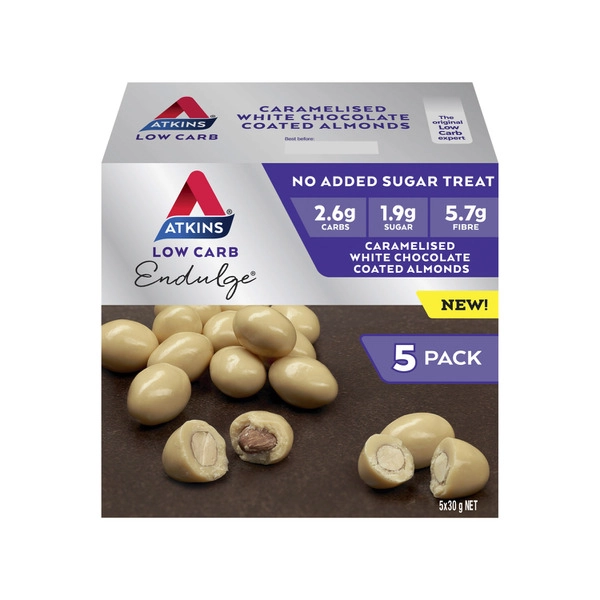 Atkins Low Carb Endulge Caramelised White Chocolcate Almond 5x30g 150g