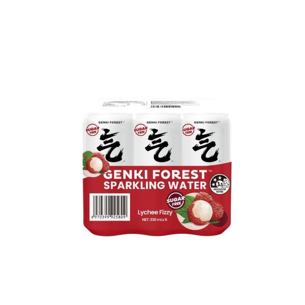 Genki Sparkling Water Lychee 6x330mL 6 pack