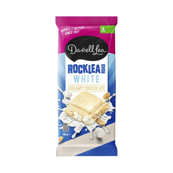 Darrell Lea DARRELL LEA ROCKLEA ROAD WHITE BLOCK 160G 