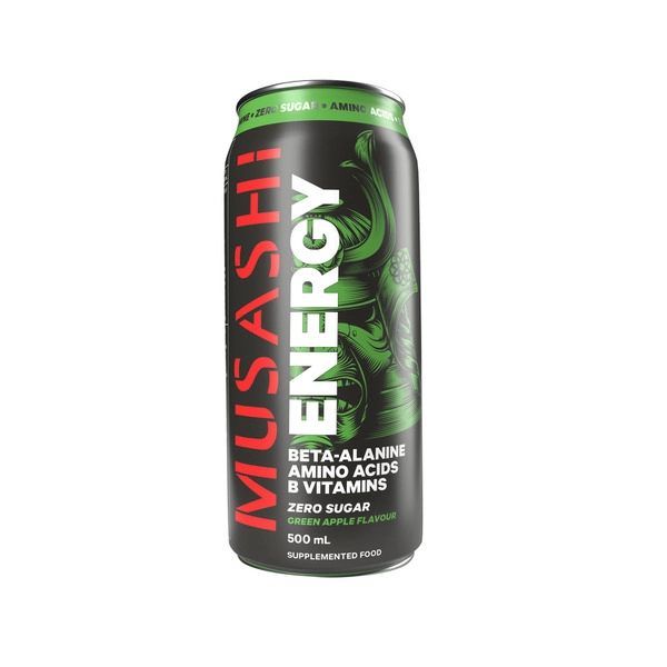 Musashi Energy Drink Green Apple 500mL