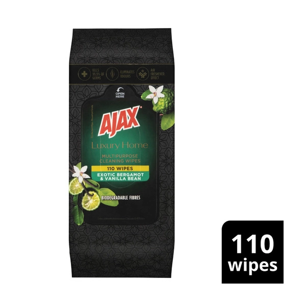 Ajax Bergamot & Vanilla AJAX WIPES BERGAMOT & VANILLA BEAN LUXURY HOME MULTIPURPOSE 110PACK 